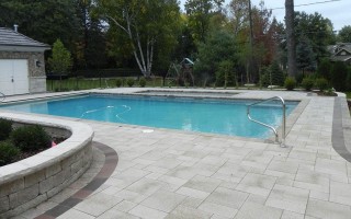 Pool Deck, UNILOCK Umbriano Pavers, Hardscaping Project in Arlington Heights walkway pool