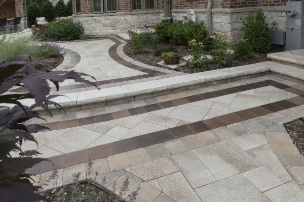Brick-Paving,-Path-around-the-House,-Glenview-Hardscaping-Project, walkway, steps